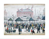 L.S. Lowry "Market Scene, Northern Town"